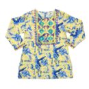 Girls' Multicolor Printed Kurti – Long Sleeve Cotton Tunic