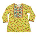 Girls' yellow & Red Printed Kurti – Long Sleeve Cotton Tunic