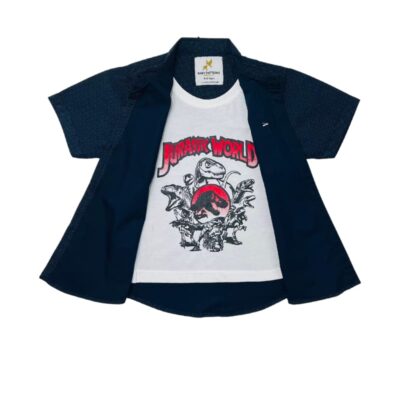 Boys’ Causal Short Sleeve double Shirt –  Jurasik Park Graphic T-Shirt