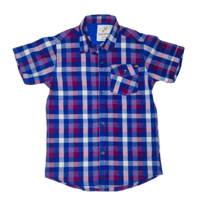 Boys' Multicolor Checkered Short Sleeve Shirt – Casual Cotton Comfort