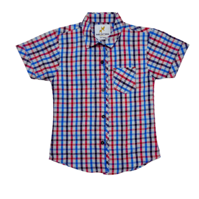 Boys' Causal Short Sleeve Plaid Shirt – Multi pattern