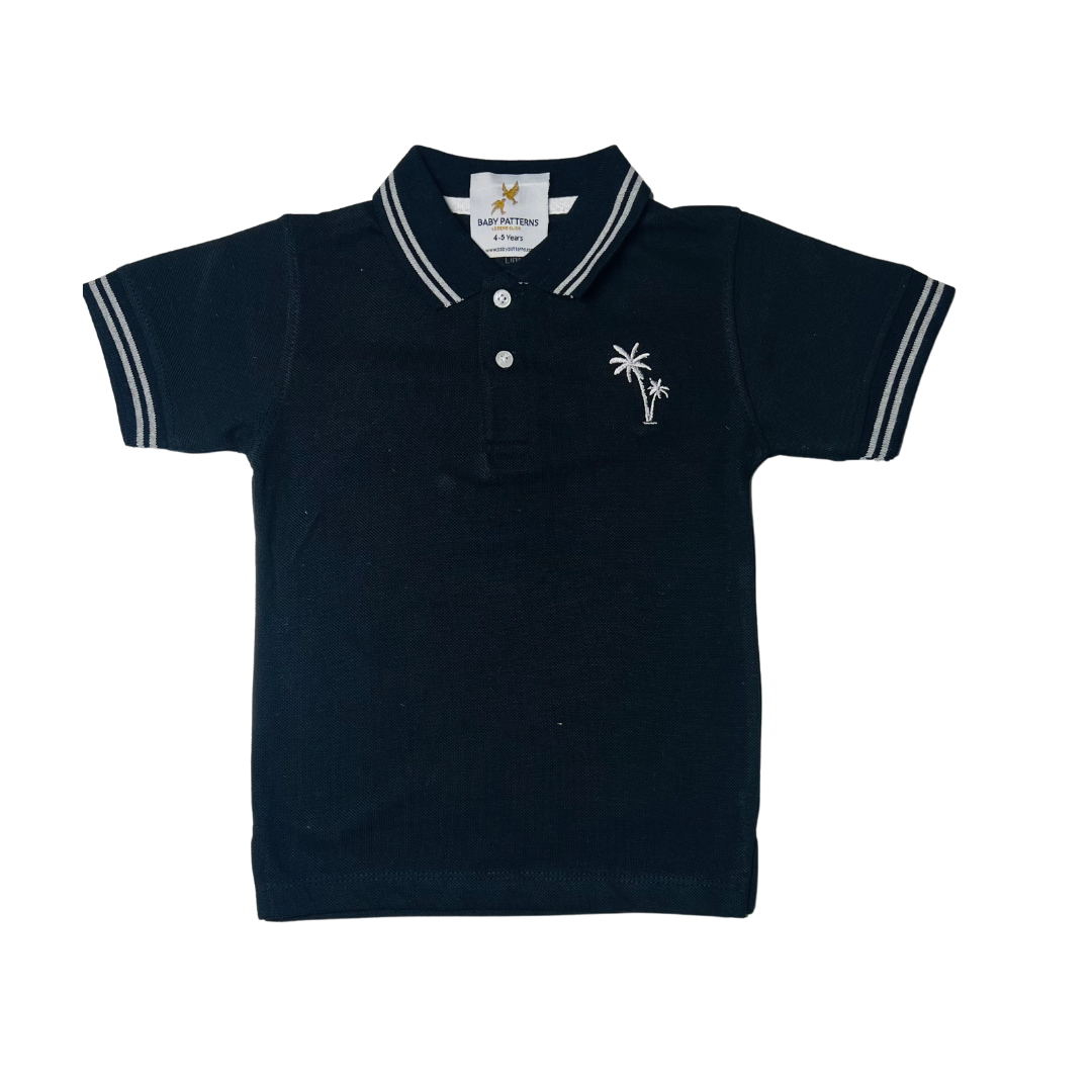 Boys' Black Polo Shirt – Summer Cotton Tee Shirt