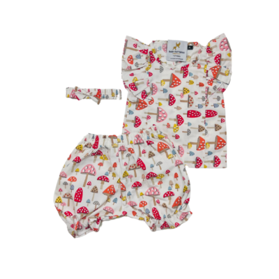 Mushroom Print Baby Girl Set