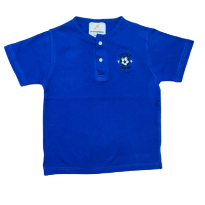 Boys’ Blue Polo Piqué T-Shirt with Embroidered Logo