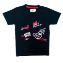 Girls' Black Floral Graphic T-Shirt – Cotton Blend Short Sleeve Tee