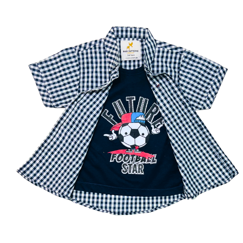 Boys’ Causal Short Sleeve double Shirt –  Football Graphic T-Shirt
