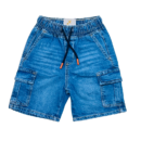Boys' Blue Denim Cargo Shorts – 6 Pockets, Adjustable Waist