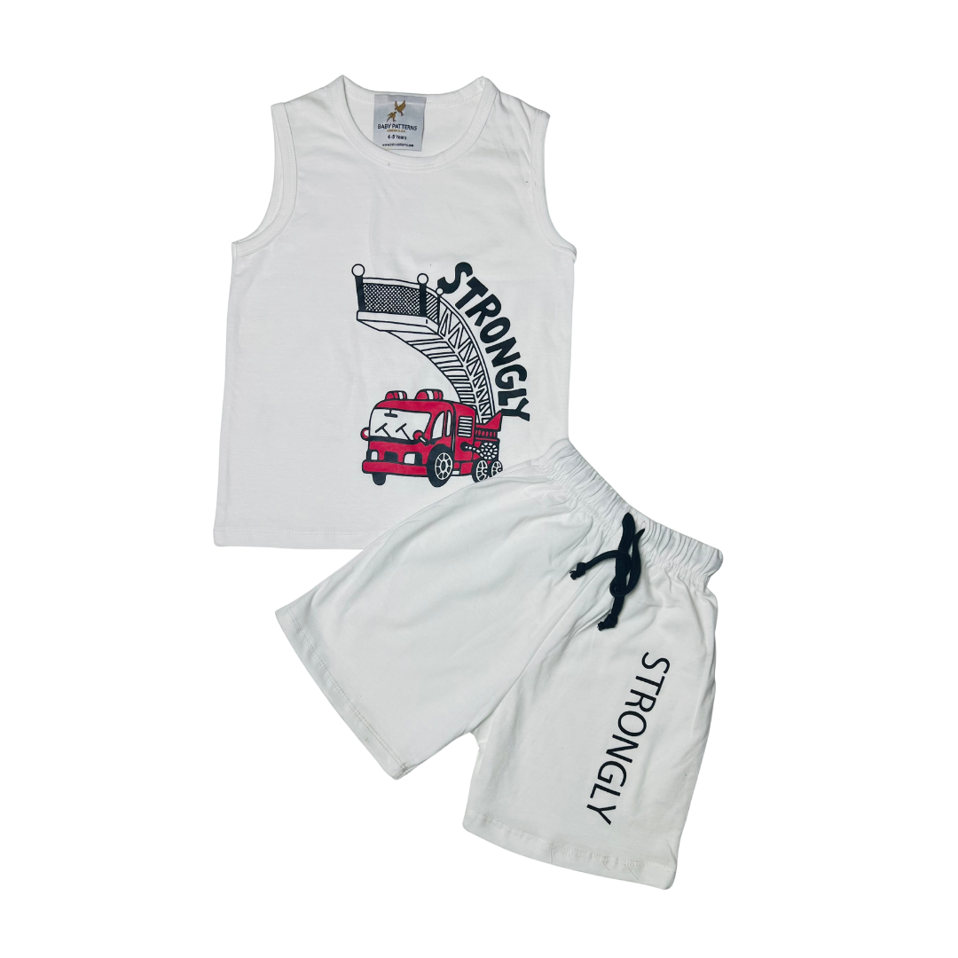 Kids Sleeveless Shirt & Shorts Set – "Strongly" Edition