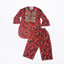Girls' Festive Red Floral Kurta Set – Embroidered Neck & Matching Trousers